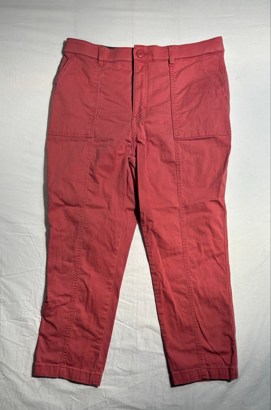 Lee Women’s High Rise Straight Leg Coral Red Utility Chino Pants Trousers